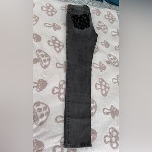 Michael Kors Skinny Lace Black Denim Wash Jeans, Size 0.